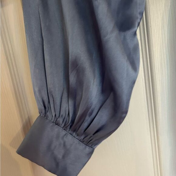 Urban Outfitters Bohemian Light Blue Satin Style Crop Top blouse Size Medium - Picture 6 of 12